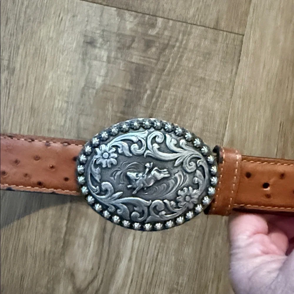 WRANGLER Western Brown Leather Boys Belt & Buckle